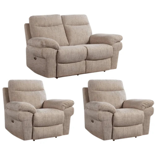 Tamla Beige Fabric Electric Recliner 2+1+1 Seater Sofa Set