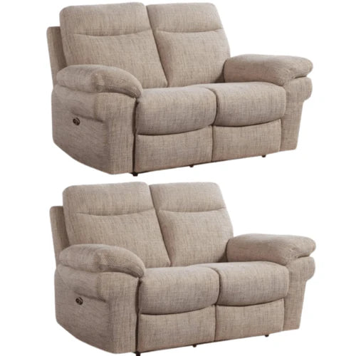 Tamla Beige Fabric Electric Recliner 2+2 Seater Sofa Set
