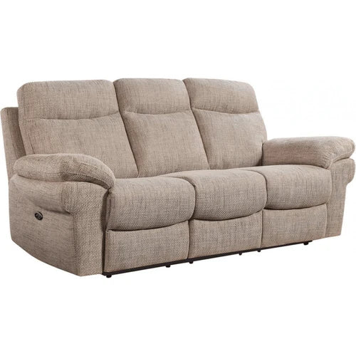Tamla Beige Fabric Electric Recliner 3 Seater