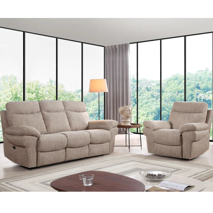 Tamla Beige Fabric Electric Recliner 3+1 Seater Sofa Set