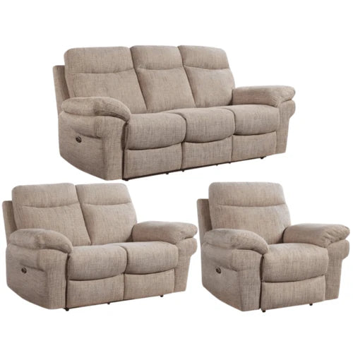 Tamla Beige Fabric Electric Recliner 3+2+1 Seater Sofa Set
