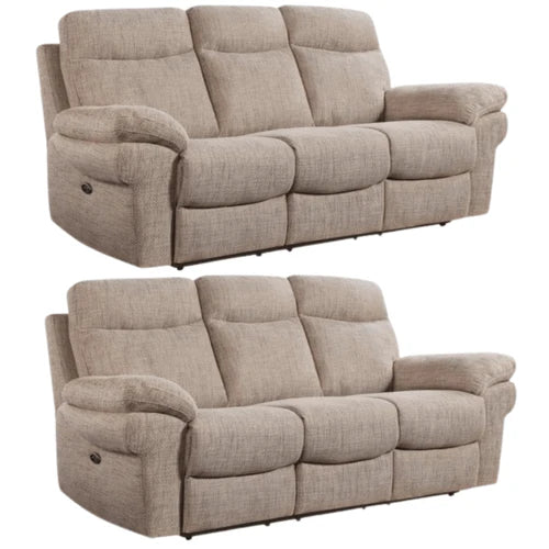 Tamla Grey Fabric Electric Recliner 3+3 Seater Sofa Set