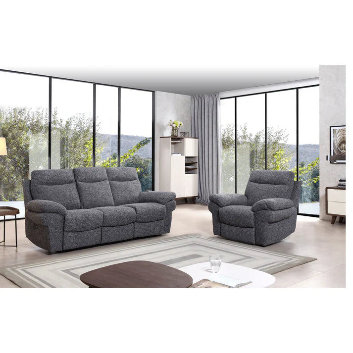 Tamla Grey Fabric Electric Recliner 3+1 Seater Sofa Set