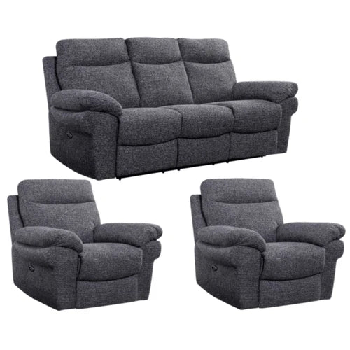 Tamla Grey Fabric Electric Recliner 3+1+1 Seater Sofa Set