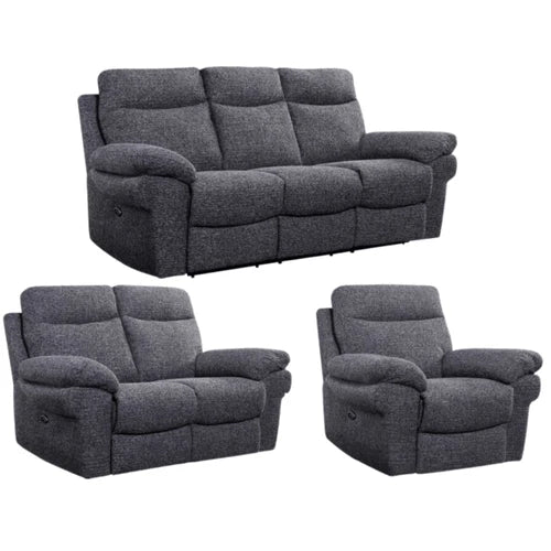 Tamla Grey Fabric Electric Recliner 3+2+1 Seater Sofa Set