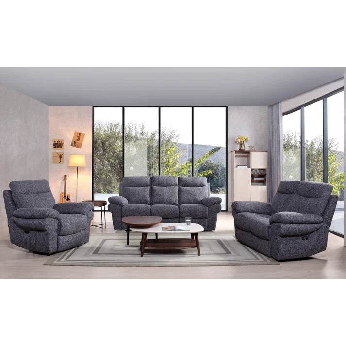 Tamla Grey Fabric Electric Recliner 3+2+1 Seater Sofa Set