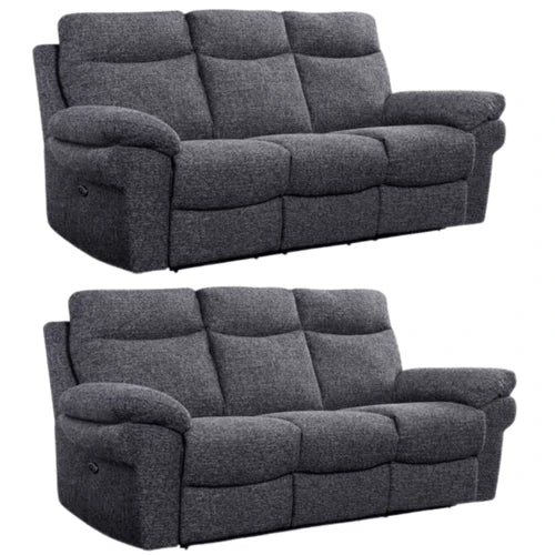 Tamla Grey Fabric Electric Recliner 3+3 Seater Sofa Set