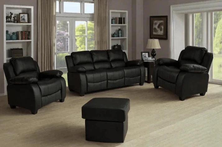 Brooker Black Leather 3+1+1 Seater Sofa
