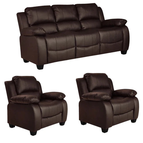 Brooker Brown Leather 3+1+1 Seater Sofa