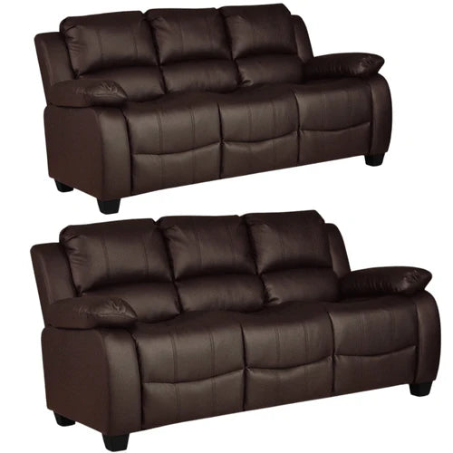 Brooker Brown Leather 3+3 Seater Sofa Set
