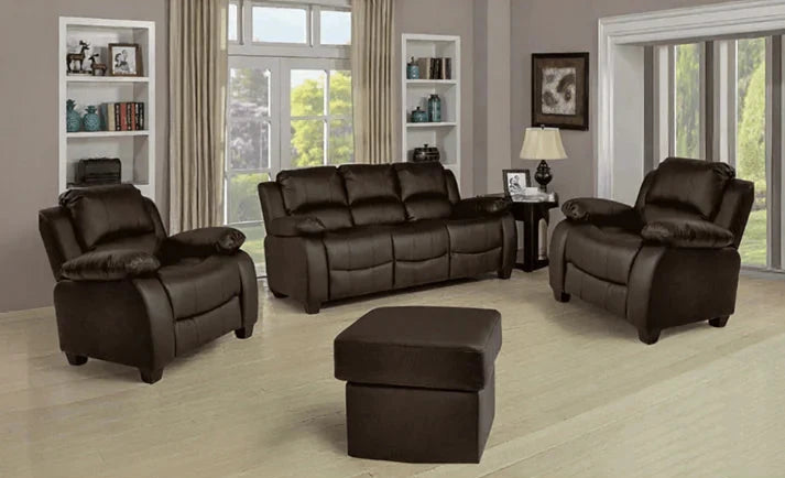 Brooker Grey Leather 3+1+1 Seater Sofa