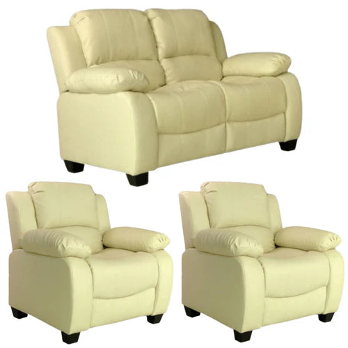 Brooker Cream Leather 2+1+1 Seater Sofa Set