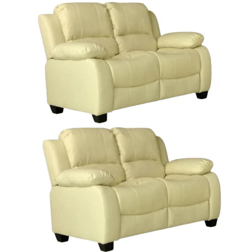 Brooker Cream Leather 2+2 Seater Sofa Set