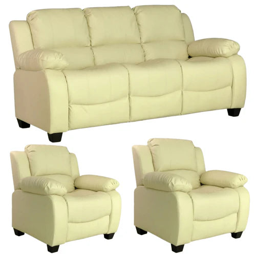 Brooker Cream Leather 3+1+1 Seater Sofa