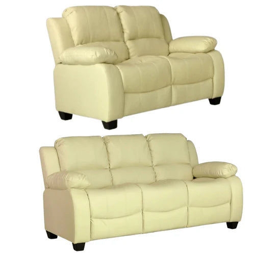 Brooker Cream Leather 3+2 Seater Sofa Set
