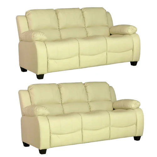 Brooker Cream Leather 3+3 Seater Sofa Set