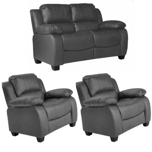 Brooker Grey Leather 2+1+1 Seater Sofa Set