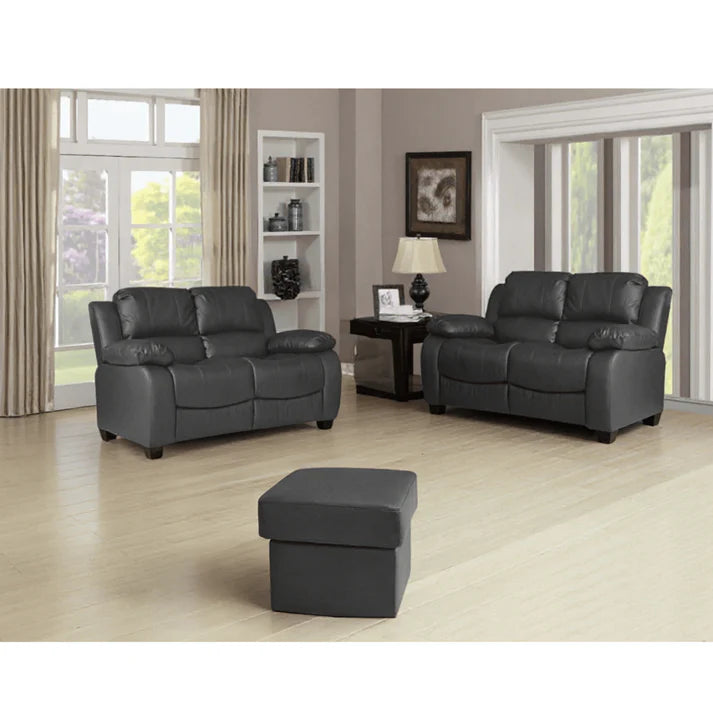 Brooker Grey Leather 2+2 Seater Sofa Set