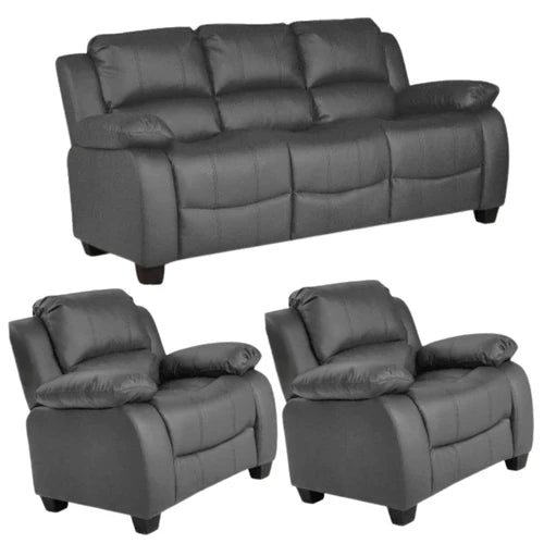 Brooker Grey Leather 3+1+1 Seater Sofa