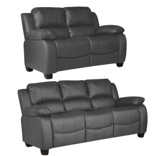 Brooker Grey Leather 3+2 Seater Sofa Set