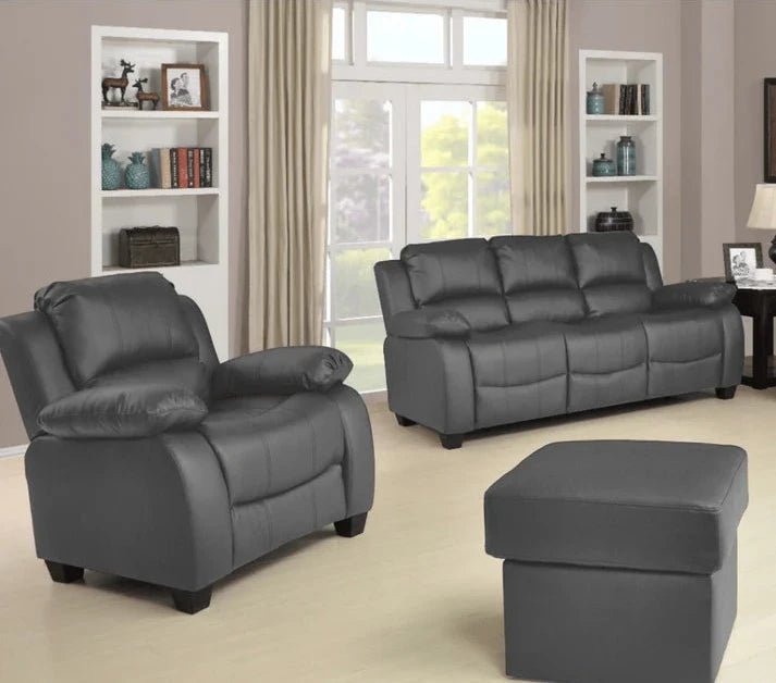 Brooker Grey Leather 3+1 Seater Sofa