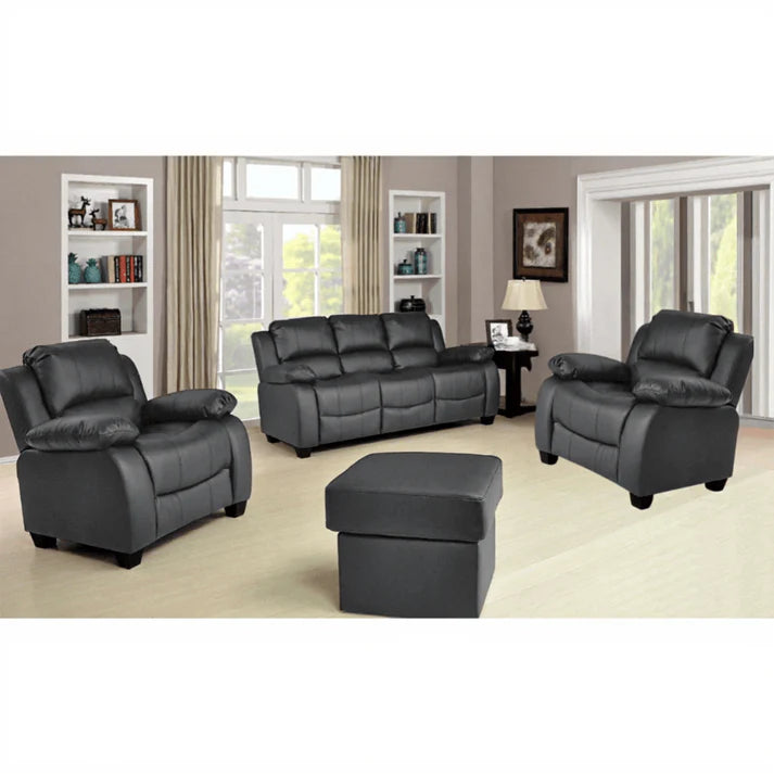 Brooker Grey Leather 3+1+1 Seater Sofa